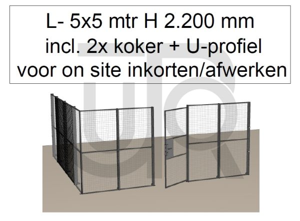 Scheidingswand Troax L-vorm, 5012x5042x2200 mm (BxLxH) incl. 1 afsluitbare deur-0